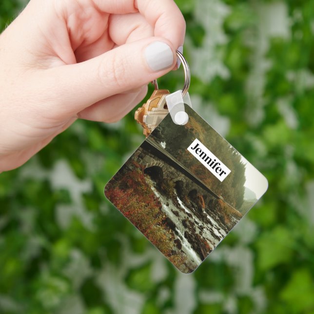 Autumn Forest and River Landscape Key Ring (Hand)