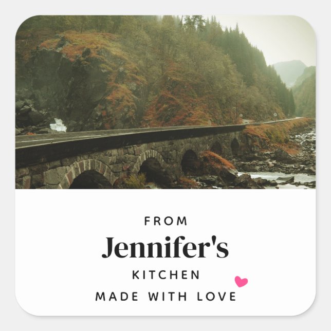 Autumn Forest and River Landscape Kitchen Square Sticker (Front)