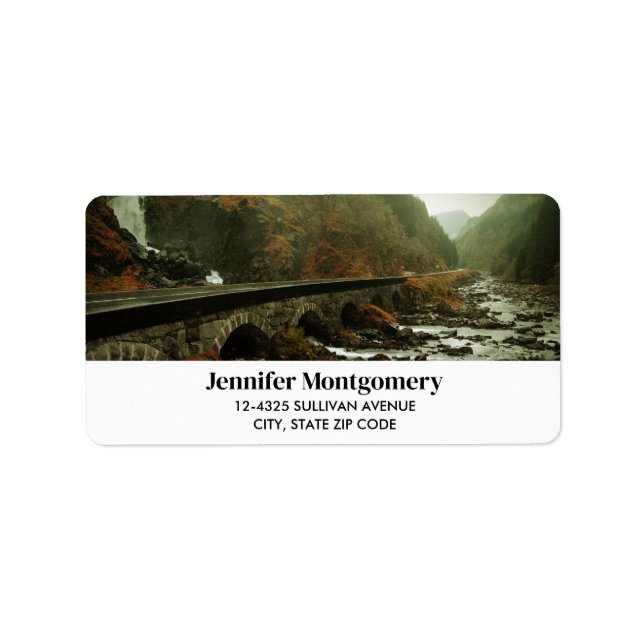 Autumn Forest and River Landscape Label (Front)