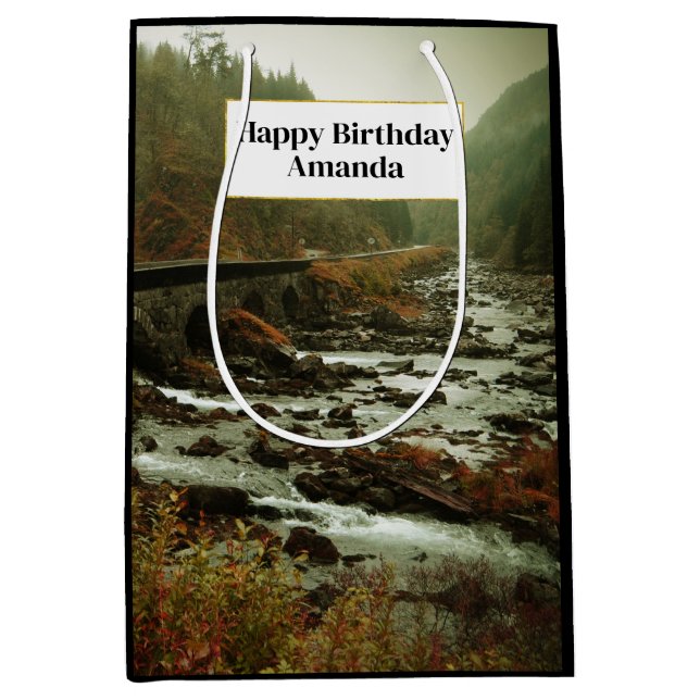 Autumn Forest and River Landscape Medium Gift Bag (Front)