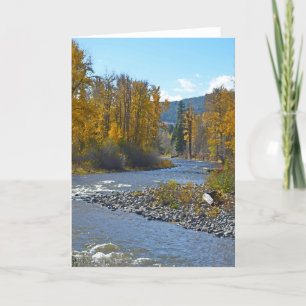 Autumn forest and river scene greeting card