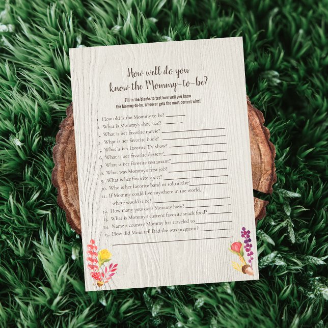 Autumn Forest Animal Knows Mummy Best Shower Game Invitation (Creator Uploaded)