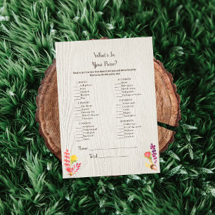 Autumn Forest Animal What's In Your Purse Game Invitation