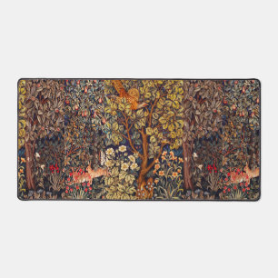 AUTUMN FOREST ANIMALS Hares,Pheasant,Brown Floral  Desk Mat
