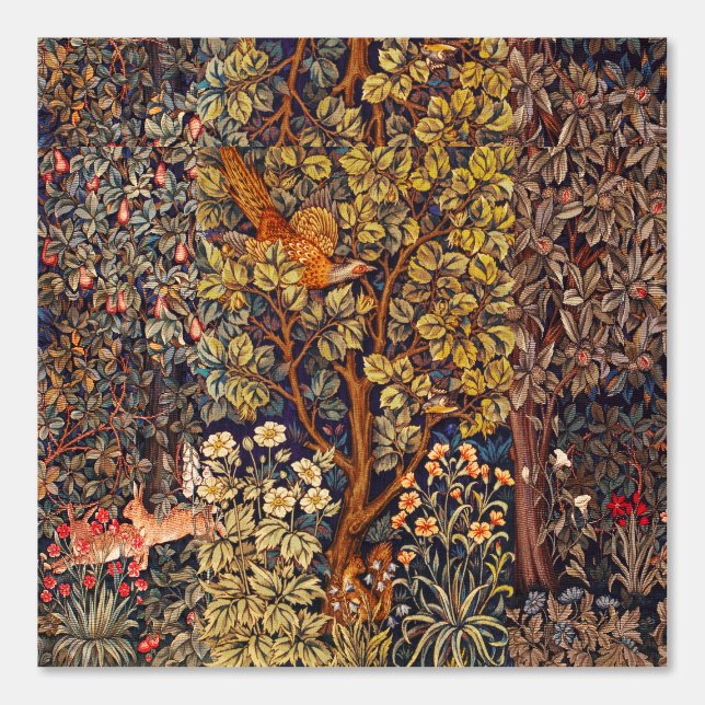 AUTUMN FOREST ANIMALS Hares,Pheasant,Brown Floral  Wallpaper (Front)