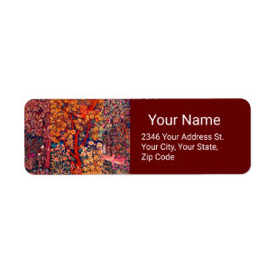AUTUMN FOREST ANIMALS Hares,Pheasant,Red Floral 