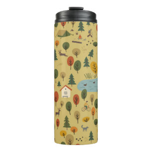 Autumn Forest Animals Vintage Wallpaper Thermal Tumbler