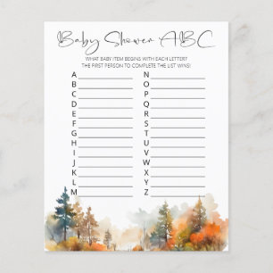 Autumn Forest baby shower ABC Game