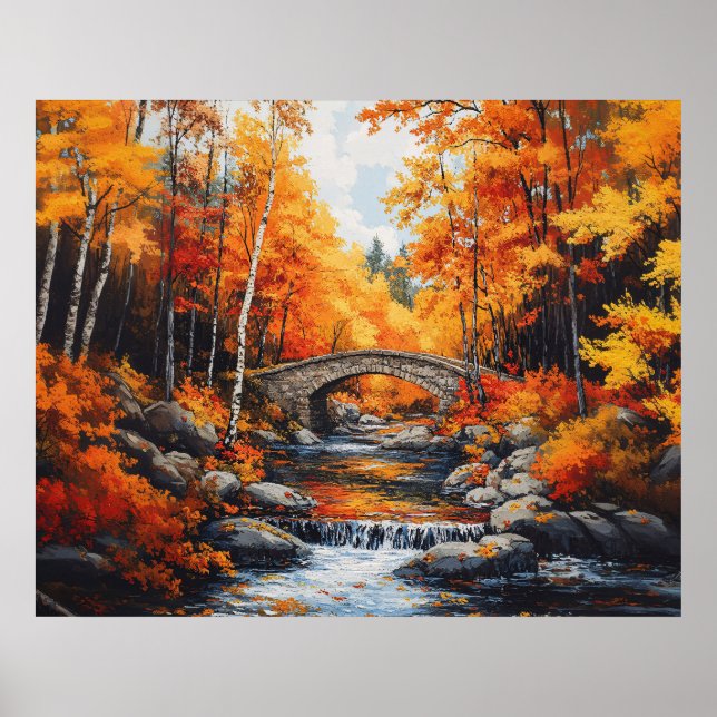 Autumn Forest Bridge Poster (Front)