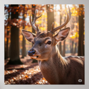 Autumn Forest Deer Poster