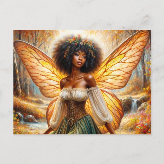 Autumn Forest Fairy With Dark Skin Postcard (Front)