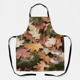 Autumn Forest Floor Mushrooms Moss Fallen Leaves Apron