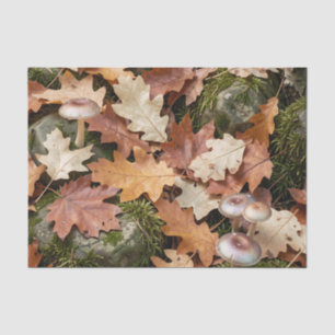 Autumn Forest Floor Mushrooms Moss Fallen Leaves Tissue Paper