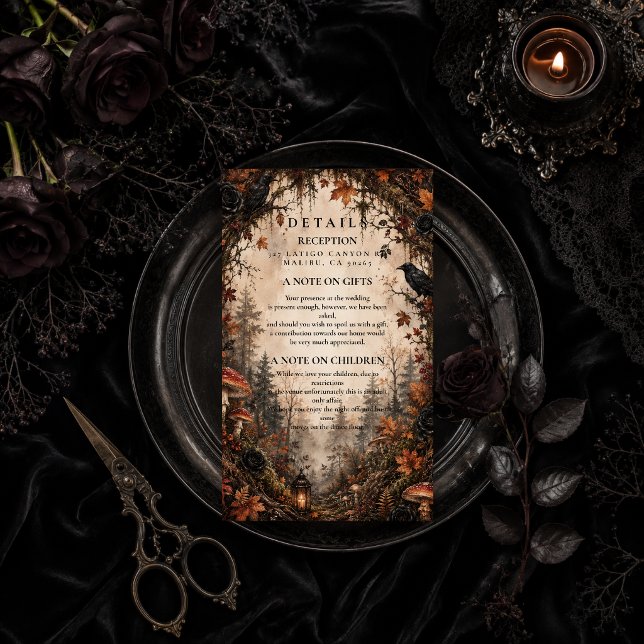 Autumn Forest Goth Wedding Enclosure Card (Creator Uploaded)