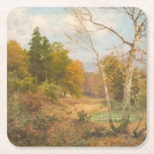Autumn Forest – Heinrich Böhmer Square Paper Coaster