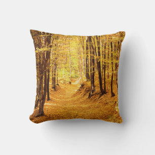 Autumn forest landscape cushion