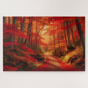 Autumn Forest Path - Breathtaking Scenic Landscape Jigsaw Puzzle