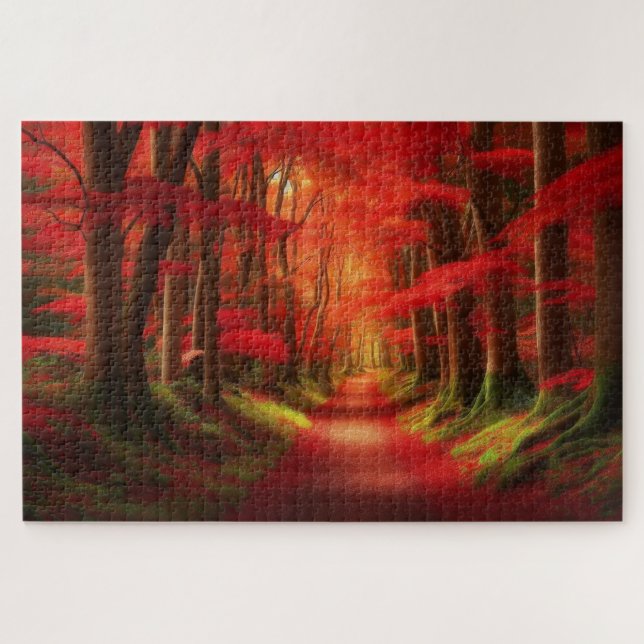 Autumn Forest Path - Breathtaking Scenic Landscape Jigsaw Puzzle (Horizontal)