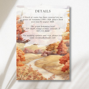 Autumn Forest Path Leaves Fall Wedding Details Enclosure Card