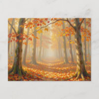 Autumn Forest Path Painterly Landscape Art