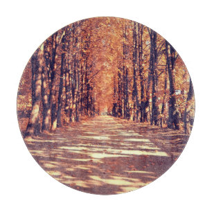 Autumn Forest Path: Tranquil Landscape Journey Cutting Board