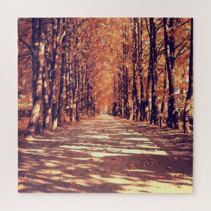 Autumn Forest Path: Tranquil Landscape Journey Jigsaw Puzzle