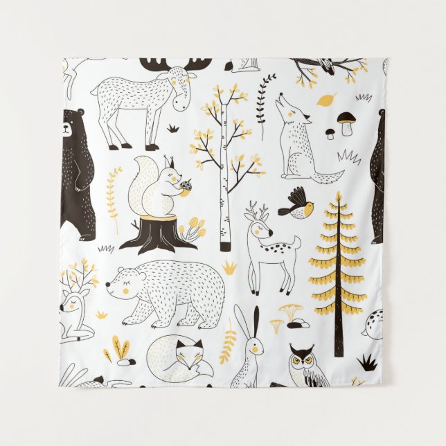 autumn forest pattern tapestry (Front)