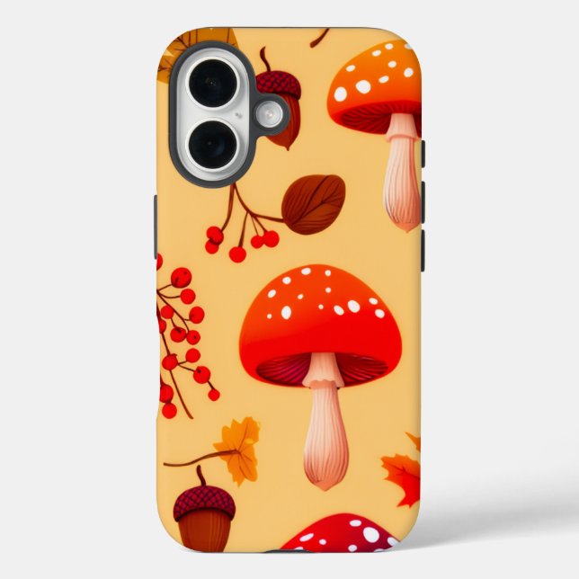 Autumn Forest Pattern with Mushrooms, Leaves Case-Mate iPhone Case (Back)