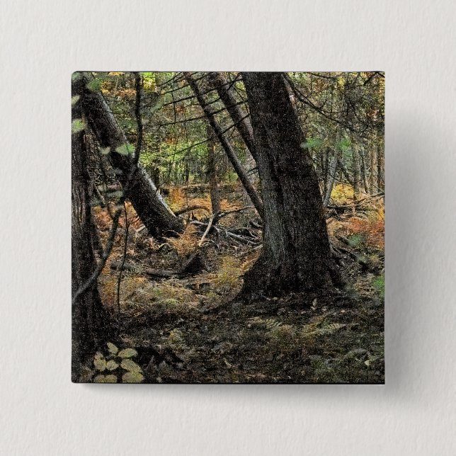 Autumn forest scene        15 cm square badge (Front)