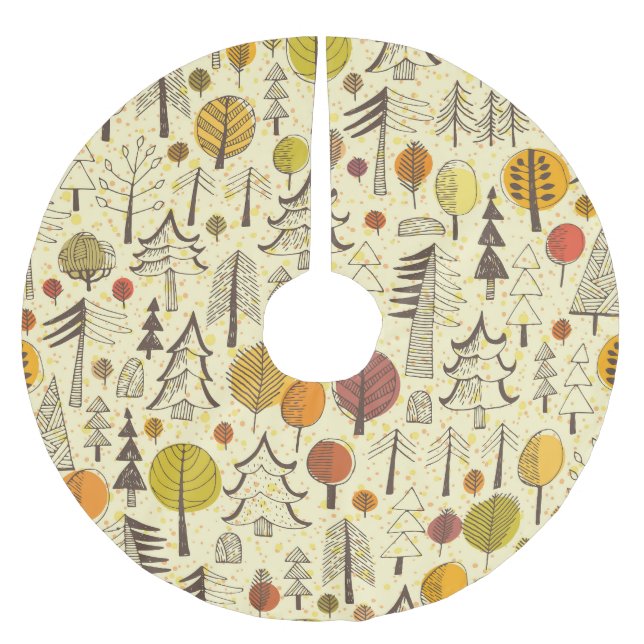 Autumn Forest: Seamless Graphic Pattern. Brushed Polyester Tree Skirt (Front)