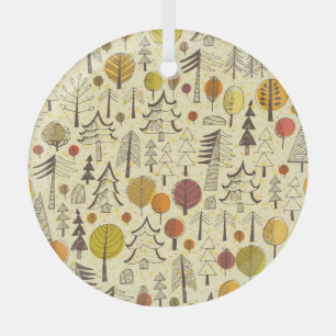 Autumn Forest: Seamless Graphic Pattern. Glass Tree Decoration