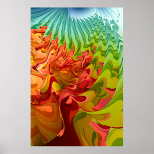 Autumn Forest Swirl Abstract Fractal Canopy Poster