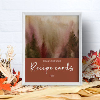 Autumn Forest Terracota leave your recipe card Poster