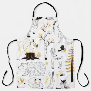 Autumn Forest Trees Leaves Pattern Apron