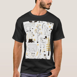 Autumn Forest Trees Leaves Pattern T-Shirt