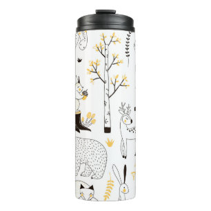Autumn Forest Trees Leaves Pattern Thermal Tumbler