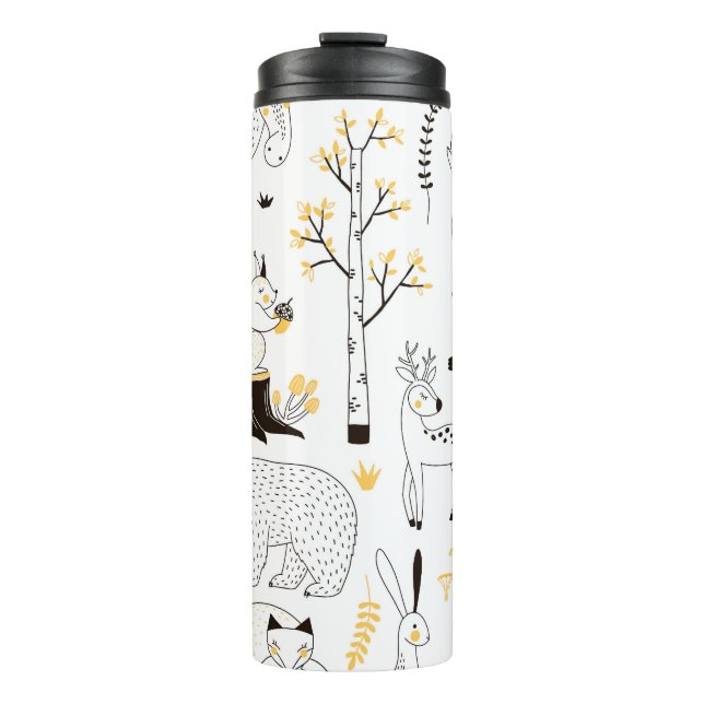 Autumn Forest Trees Leaves Pattern Thermal Tumbler (Front)
