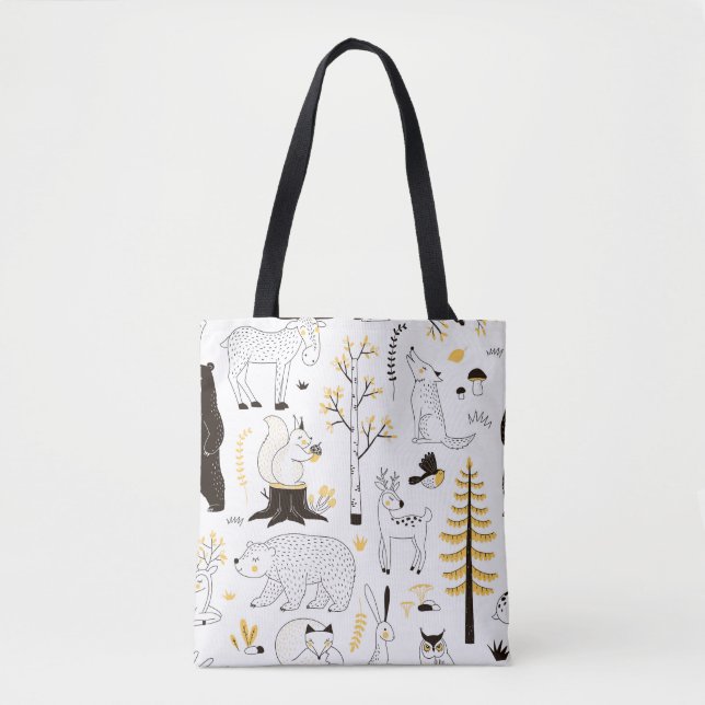 Autumn Forest Trees Leaves Pattern Tote Bag (Front)