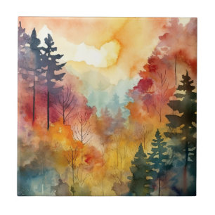 Autumn Forest Watercolor Glow Tile