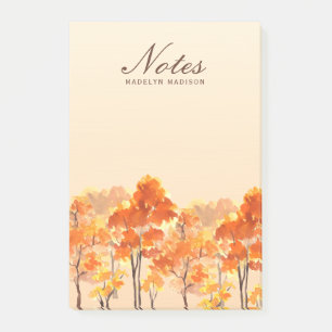 Autumn Forest Watercolor Orange Trees Post-it Notes