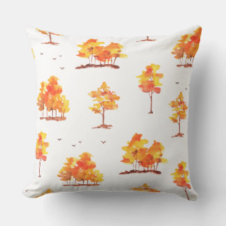 Autumn Forest Watercolor Pattern | Warm Fall Woodl Cushion