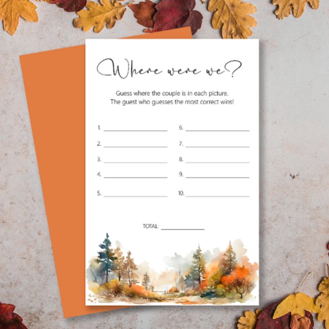 Autumn Forest Where were we bridal shower game (Creator Uploaded)