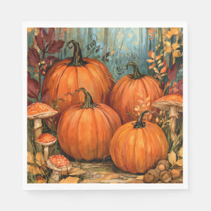 Autumn Forest with pumpkins and musrooms, Napkin