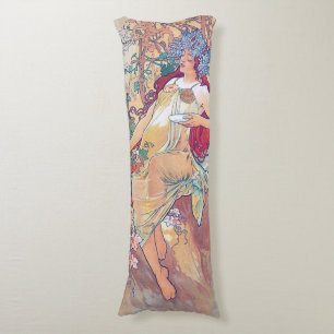 Autumn (Four Seasons), Alphonse Mucha Body Cushion