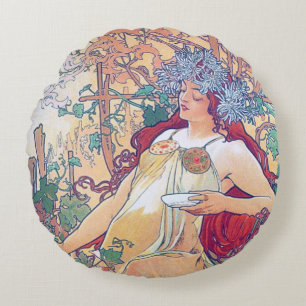 Autumn (Four Seasons), Alphonse Mucha Throw Pillow