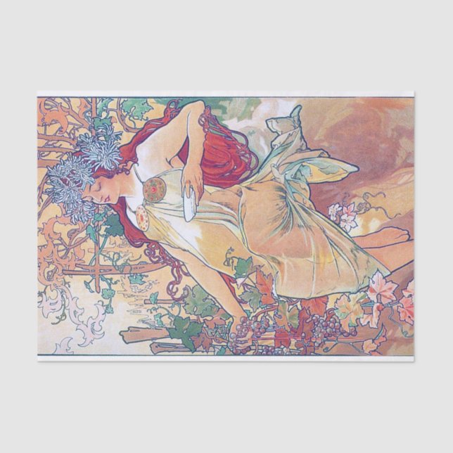 Autumn (Four Seasons), Alphonse Mucha Tissue Paper (Front)