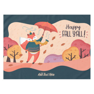 Autumn FOX Happy Fall Ya'll Personalised DECOR Tablecloth