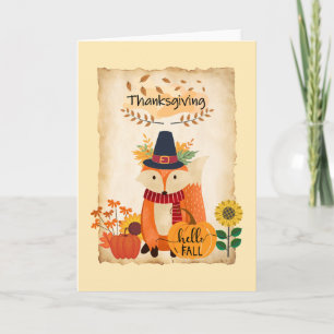Autumn Fox Thanksgiving Greeting Card