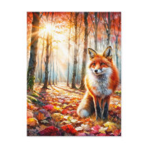 Autumn Fox Watercolor Art