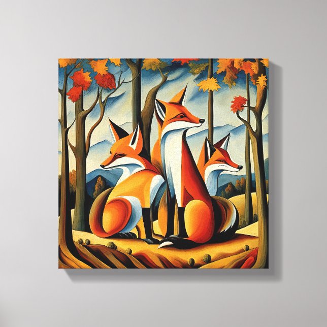 Autumn Foxes Canvas Print (Front)